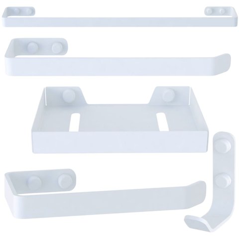 Kit de Acessórios para Banheiro Branco 5 Peças Fs.plus