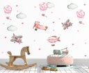Ver imagem 1 de Adesivo de Parede Infantil Avião Balão Aquarela Rosa