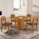 Ver imagem 1 de Conjunto Sala de Jantar Mesa Moscou Tampo 120cm Canto Copo de MDF e 4 Cadeiras Cleo Yescasa