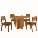 Ver imagem 2 de Conjunto Sala de Jantar Mesa Moscou Tampo 120cm Canto Copo de MDF e 4 Cadeiras Cleo Yescasa