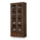 Ver imagem 2 de Cristaleira Antiga Madeira Maciça 2 Portas Vidro 1 Gaveta Imbuia Dione Shop JM