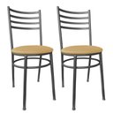 Ver imagem 1 de Kit Conjunto 2 Cadeiras para Cozinha Mesa Jantar Bar Lanchonete Restaurante Preta Estofado Bege