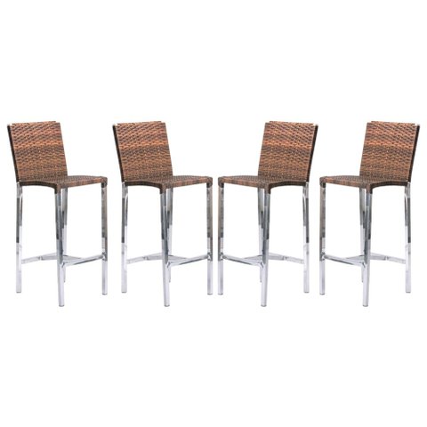 Kit com 4 Banquetas Altas Jardim em Alumínio Fibra Capuccino