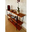 Ver imagem 4 de Aparador Industrial Aberto com 3 Prateleiras em Madeira Maciça Balcão Corredor Cozinha Sala de Janta