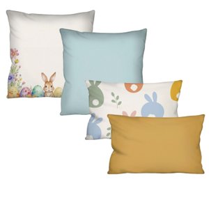Kit C/ 4 Capas de Almofadas Estampadas Decorativas para Sofá 100% Algodão - 45x45cm