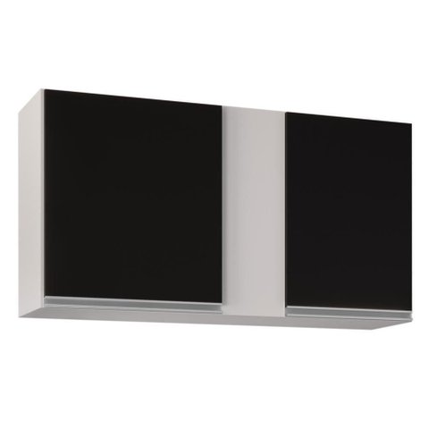 Armário Aéreo de Cozinha 100cm 2 Portas Indiana Branco/preto - Lumil Móveis