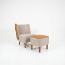 Ver imagem 2 de Poltrona com Puff Elegante Confortavel Anatomica Leitura Sala Quarto Recepção Compose Boucle Bege Co
