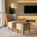 Ver imagem 5 de Poltrona com Puff Elegante Confortavel Anatomica Leitura Sala Quarto Recepção Compose Boucle Bege Co
