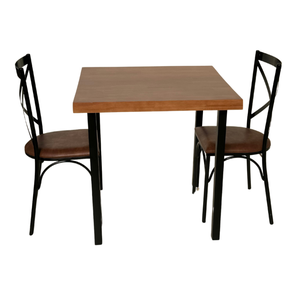 Conjunto de Mesa Jantar 80x80 Katrina com 2 Cadeiras Marrom