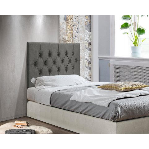 Cabeceira Painel Cama Box Solteiro 90 Cm Capitonê Suspensa - Cinza Suede