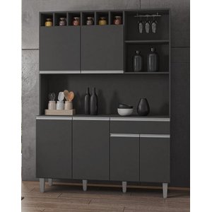 Armário para Cozinha Kit Alice Ambiente Cinza Fosco Ajl