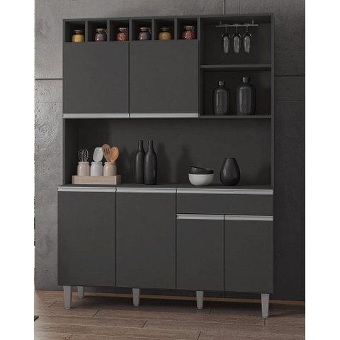 Armário para Cozinha Kit Alice Ambiente Cinza Fosco Ajl