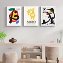 Ver imagem 2 de Kit 3 Quadros Abstratos Artes de Miró 24x18cm - com Vidro:madeira Preta
