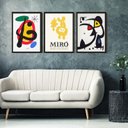 Ver imagem 1 de Kit 3 Quadros Abstratos Artes de Miró 24x18cm - com Vidro:madeira Preta