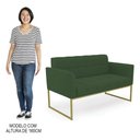 Ver imagem 5 de Sofá Namoradeira Base Industrial Dourado Ana Veludo Verde - Ibiza