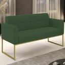 Ver imagem 2 de Sofá Namoradeira Base Industrial Dourado Ana Veludo Verde - Ibiza