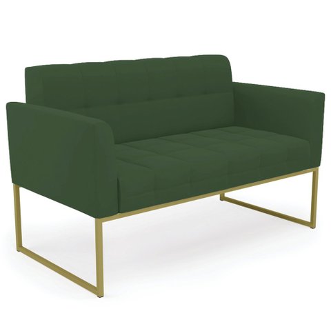 Sofá Namoradeira Base Industrial Dourado Ana Veludo Verde - Ibiza