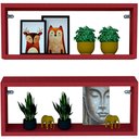 Ver imagem 1 de Kit 2 Nicho Retangular Vermelho 70x20x10p Mdf Decorativo
