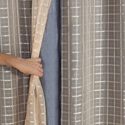 Cortina Blackout Prata com Voil Xadrez 2,00 m x 1,40 m - Avelã - 1