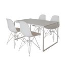 Ver imagem 2 de Mesa Industrial Base Ferro Branco Tampo 137x90 Branco 4 Cadeiras Ferro Branco Assento Branco