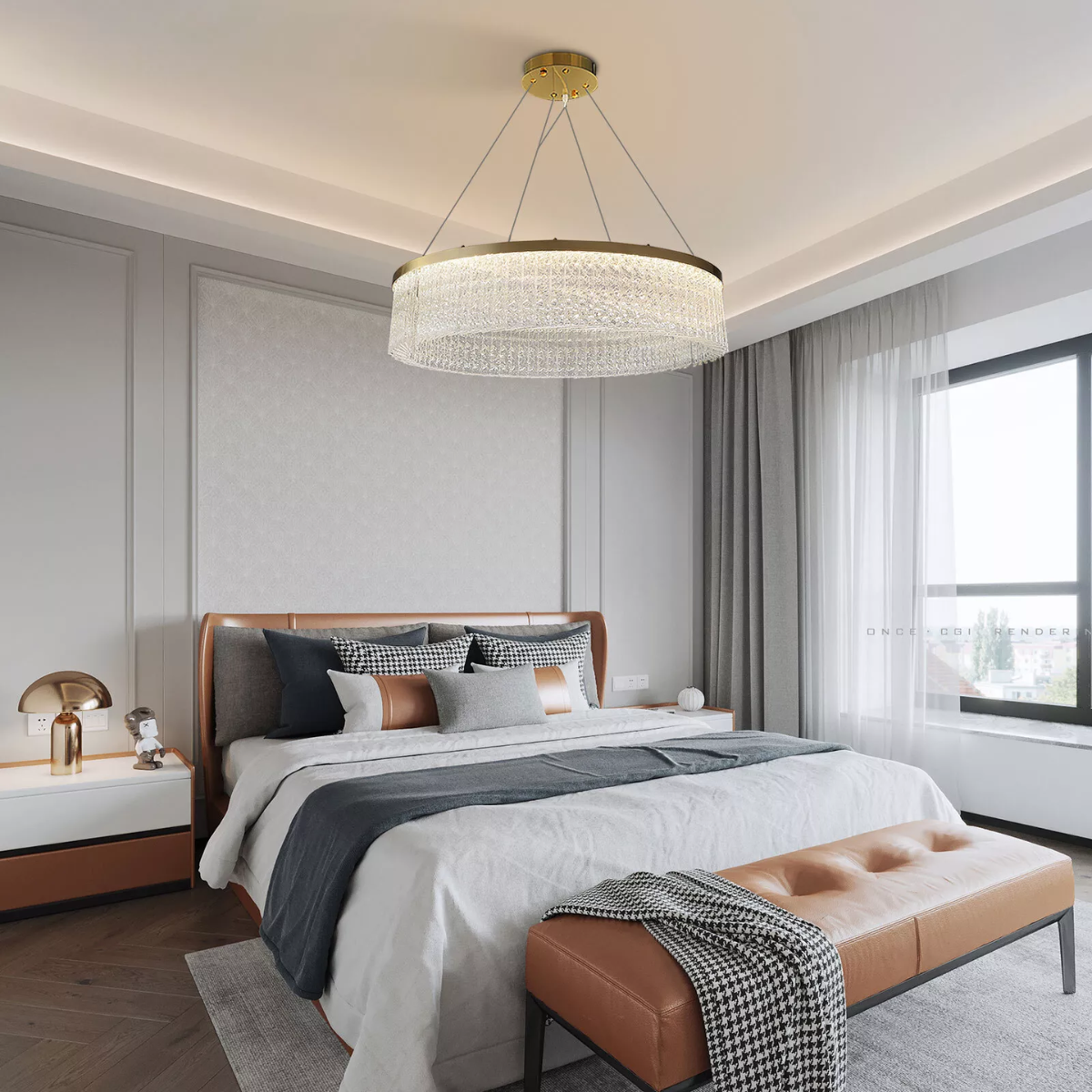 Ver imagem 7 de Lustre Redondo 136cm X 60cm Led 80 Cristais 3 Cores Multitemperatura Teto Gimpo Kjdd-l-448-60cm