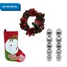 Kit Bola 8cm com 10 Peças + Meia Natalina + Guirlanda Decorada - Prata - 5