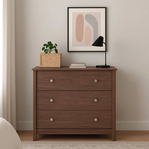 Cômoda para Quarto 3 Gavetas 76cm com Pés Diamond Marrom