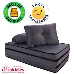 Puff Multiuso com Lençol e Travesseiro Casal 3 em 1 em Tecido Chumbo BF Colchões - 9