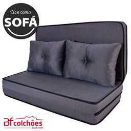 Puff Multiuso com Lençol e Travesseiro Casal 3 em 1 em Tecido Chumbo BF Colchões - 6