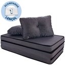 Ver imagem 1 de Puff Multiuso com Lençol e Travesseiro Casal 3 em 1 em Tecido Chumbo BF Colchões