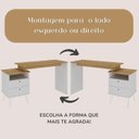 Ver imagem 4 de Kit Escrivaninha Mesa Escritório com Regulagem Estilo Plus 2 Gavetas 143,5cm com Prateleira Suspensa Branco/Olmo Artany
