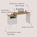 Ver imagem 6 de Kit Escrivaninha Mesa Escritório com Regulagem Estilo Plus 2 Gavetas 143,5cm com Prateleira Suspensa Branco/Olmo Artany