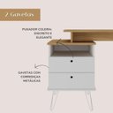 Ver mais imagens de Kit Escrivaninha Mesa Escritório com Regulagem Estilo Plus 2 Gavetas 143,5cm com Prateleira Suspensa Branco/Olmo Artany