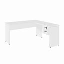 Ver imagem 2 de Mesa Escrivaninha 30mm 150cm em L com Gaveteiro Pés Painel F5 Office Cor:Branco