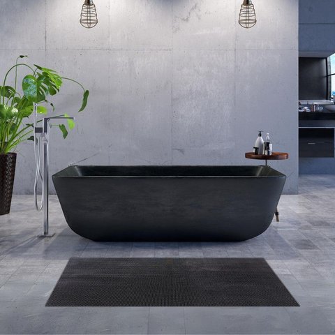 Tapete para Box Banheiro Ducha Grid 5mm 60x40 Antiderrapante Desenho do Tecidido:vazado; Cor:grafite