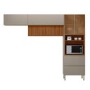 Ver imagem 1 de Cozinha Modulada Proença 3 Peças com Aéreo 120cm Ripado Nogueira Touch/nude Prime Tx - Demartêz
