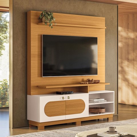 Estante Painel Home para TV até 60" Polegadas com 2 Portas Ares Espresso Móveis