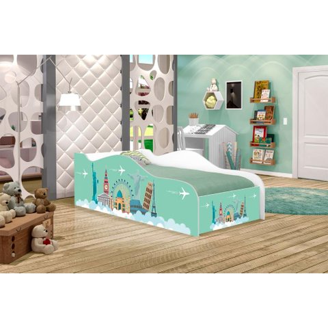 Cama Fun Viagem Pelo Mundo Solteiro Com Colchão