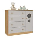 Ver imagem 2 de Cômoda Infantil 95cm 1 Porta com Vidro e 4 Gavetas Pirulito Multimóveis Mp4469 Madeirado/off White