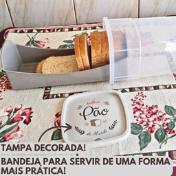 Porta Pão de Forma de Plástico Café da Manhã Retrô Plasútil Cor Cinza - 7