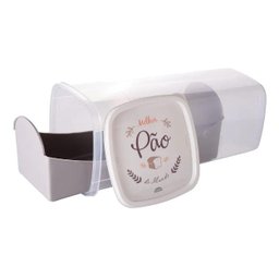 Porta Pão de Forma de Plástico Café da Manhã Retrô Plasútil Cor Cinza - 9