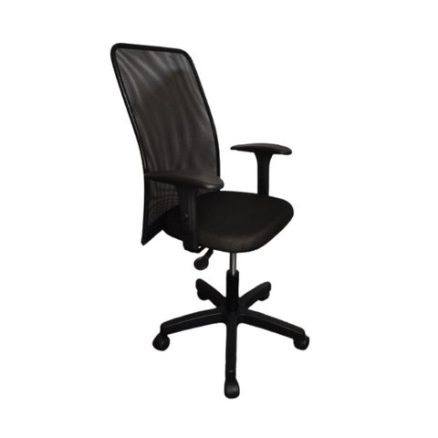 Cadeira Tela Mesh Soft Preto com Braço Preta Popmov Soft com Braco