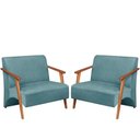 Ver imagem 1 de Poltrona Namoradeira Venus Braço Madeira Maciça Suede Unidecor Turquesa