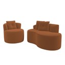 Ver imagem 1 de Kit Sofá e Poltrona Orgânica Living Bob com Almofadas Bouclê Terracota - Abmaza