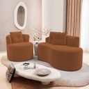 Ver imagem 2 de Kit Sofá e Poltrona Orgânica Living Bob com Almofadas Bouclê Terracota - Abmaza