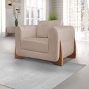 Ver imagem 2 de Kit 2 Poltronas e Sofá Living 2 Lugares 1,80m Lottus Linho Pés Castanho - Pallazio Areia