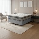 Ver imagem 1 de Cama Box Baú Queen Probel Molas Ensacadas Euro In 158x198x71cm Guarda Costas Stone Branco/Cinza