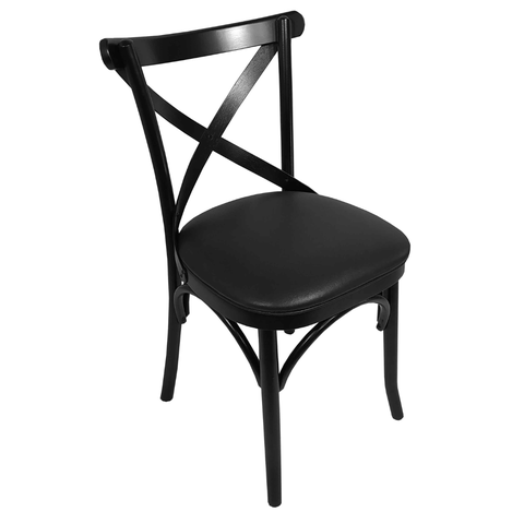 Cadeira Katrina Assento Estofado G em Corino Preto