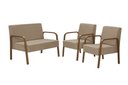 Ver imagem 1 de Conjunto Jade 1 Poltrona 2 Lugares e 2 poltronas de 1 lugar Braço Madeira D Salla Suede Cappuccino