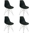 Ver imagem 1 de Kit 4 Cadeiras Charles Eames Eiffel Base Metal Cromado Preta